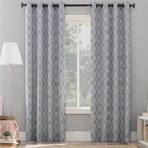 Sun Zero Blue and White Patterned Fabric Curtain